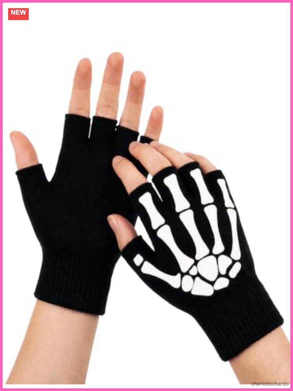 Skeleton Fingerless Gloves Glow in the Dark Halloween Costume